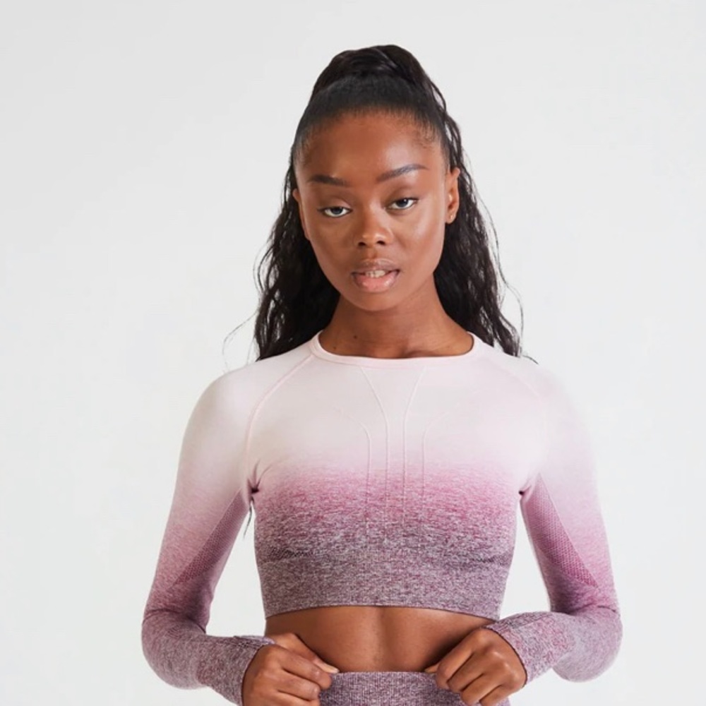 NWT AYBL PULSE OMBRÉ SEAMLESS LONG SLEEVE CROP TOP